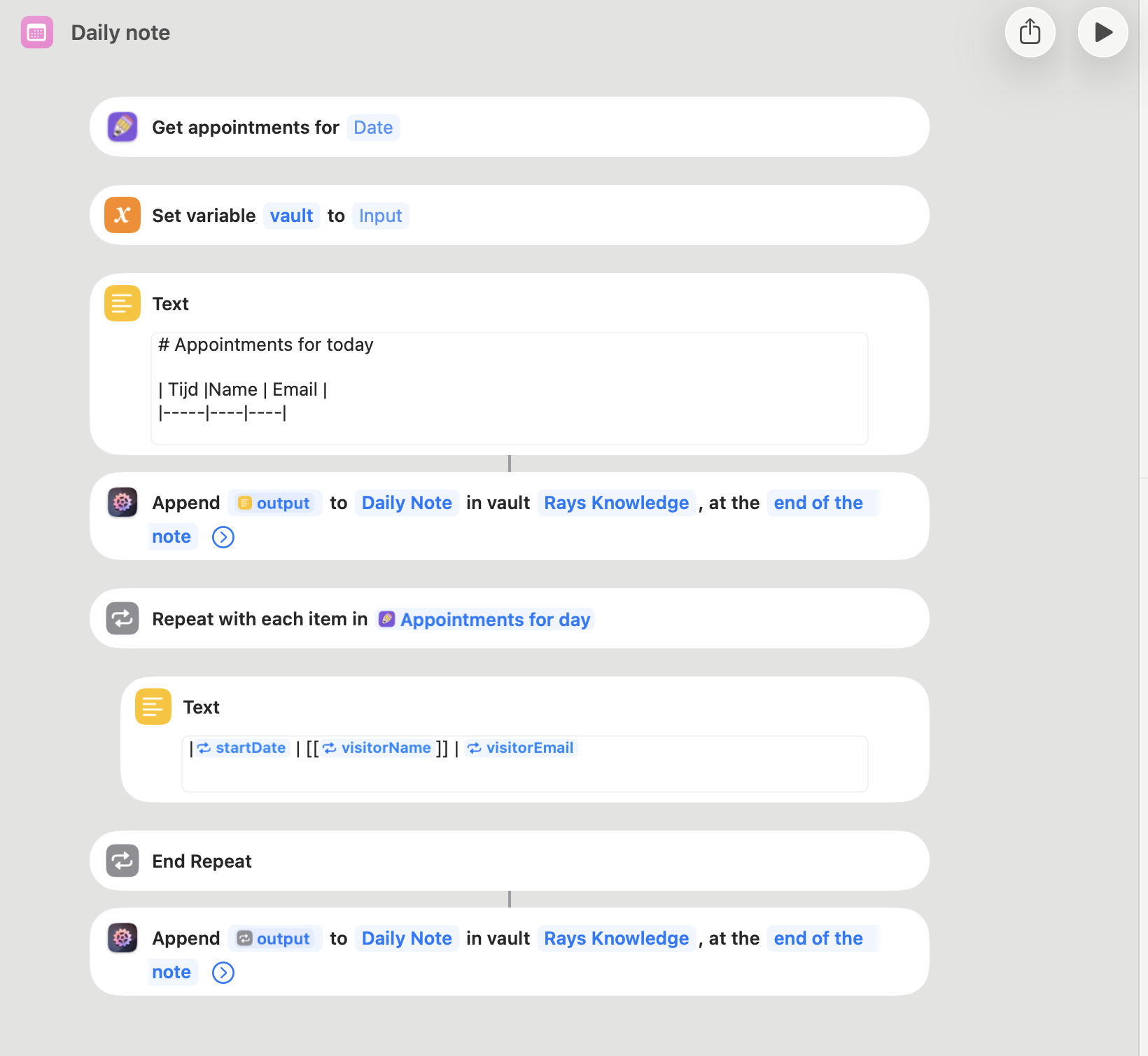Daily note shortcut